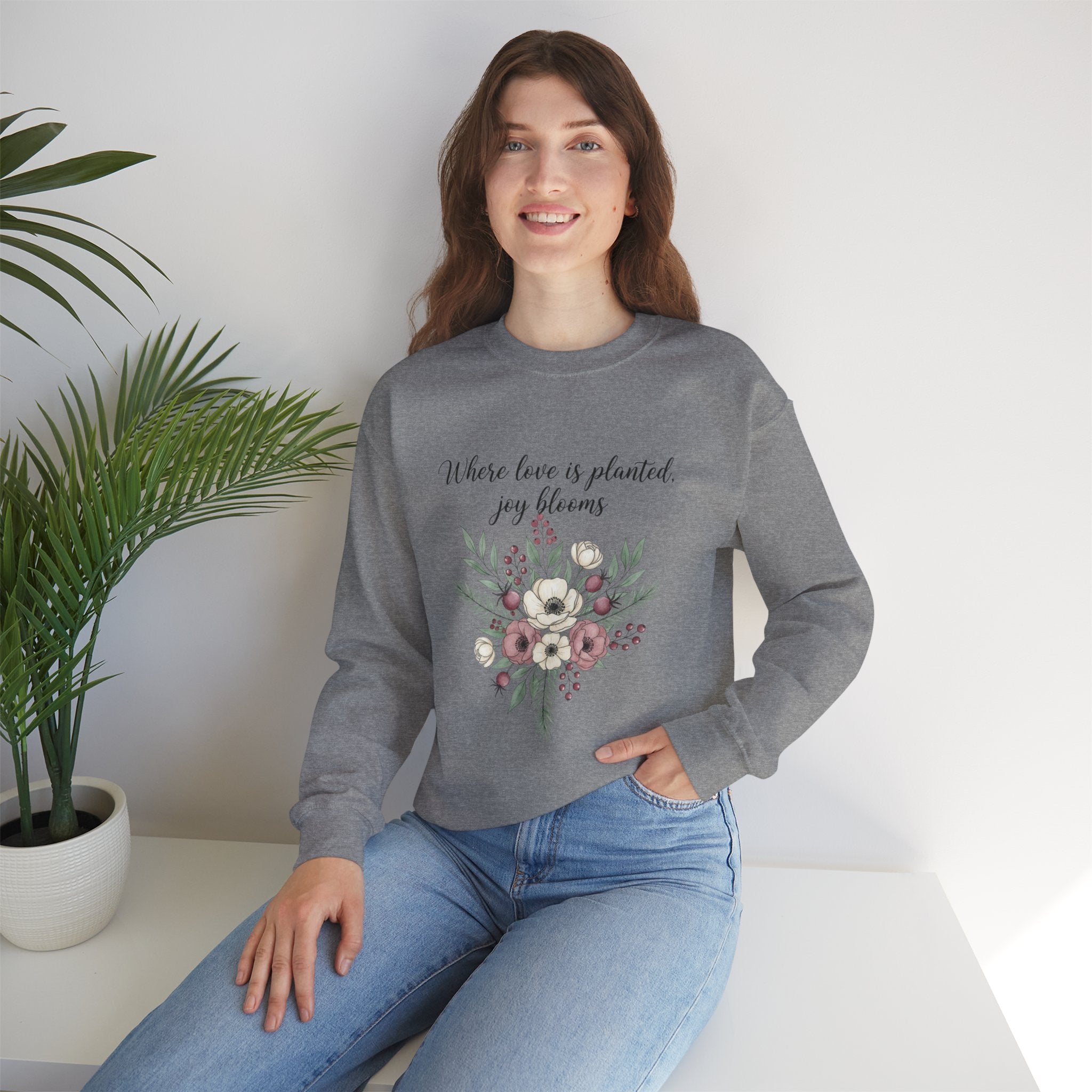 Winter Wildflower Bouquet Sweatshirt, Cottagecore Crewneck