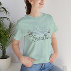 Breathe script tee | Minimal forest motif, moon phase nature vibes