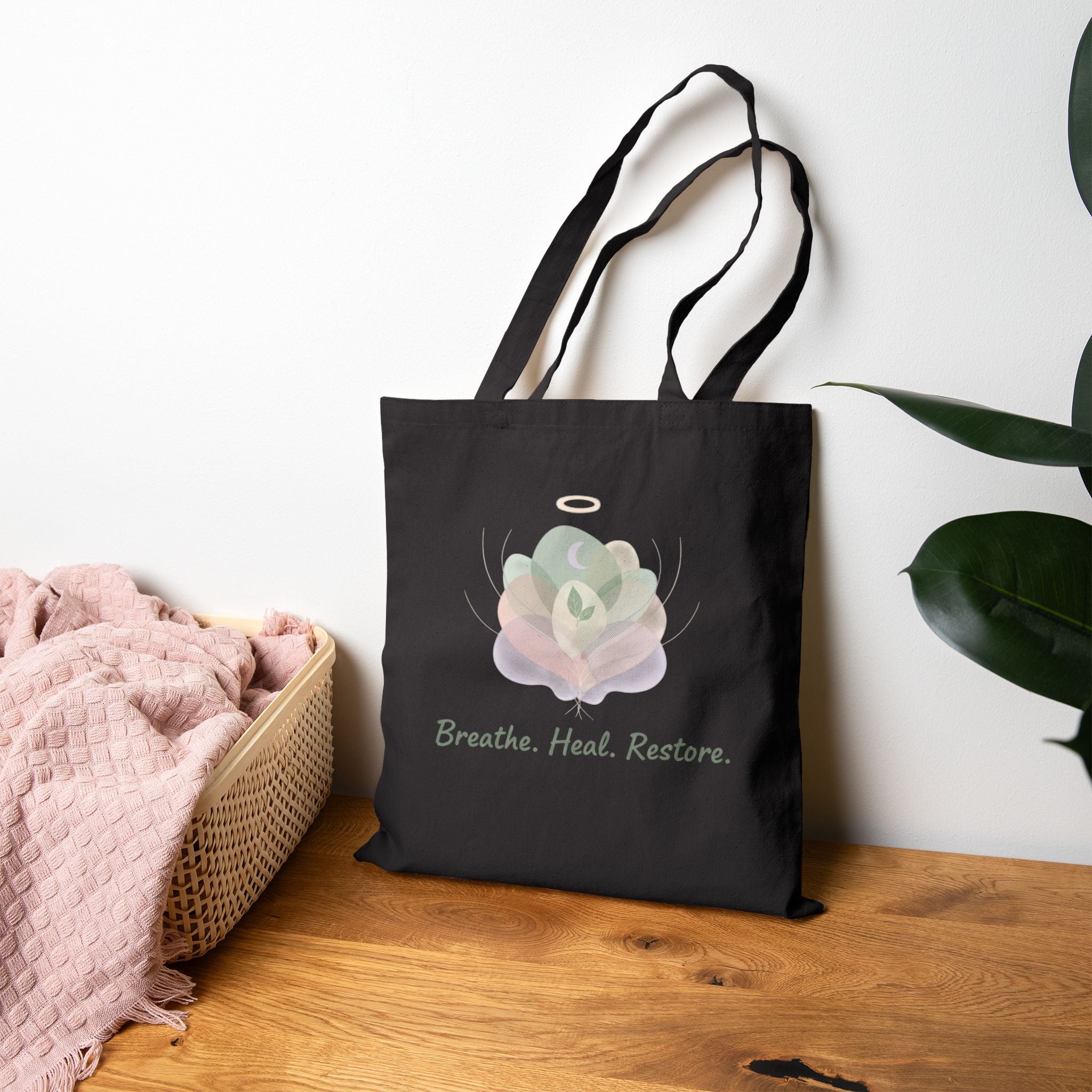 Breathe, Hold, Restore Tote | Mental Wellness, Boundary Quote