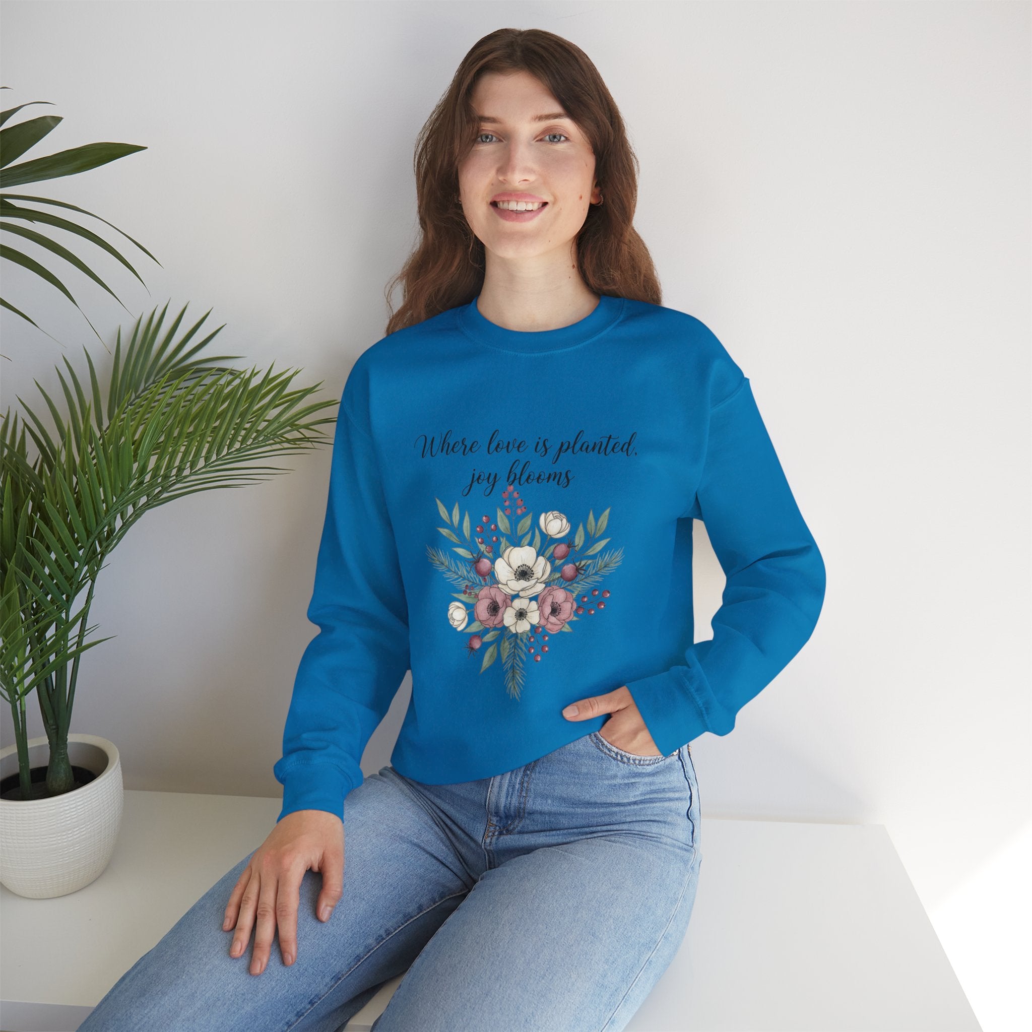Winter Wildflower Bouquet Sweatshirt, Cottagecore Crewneck