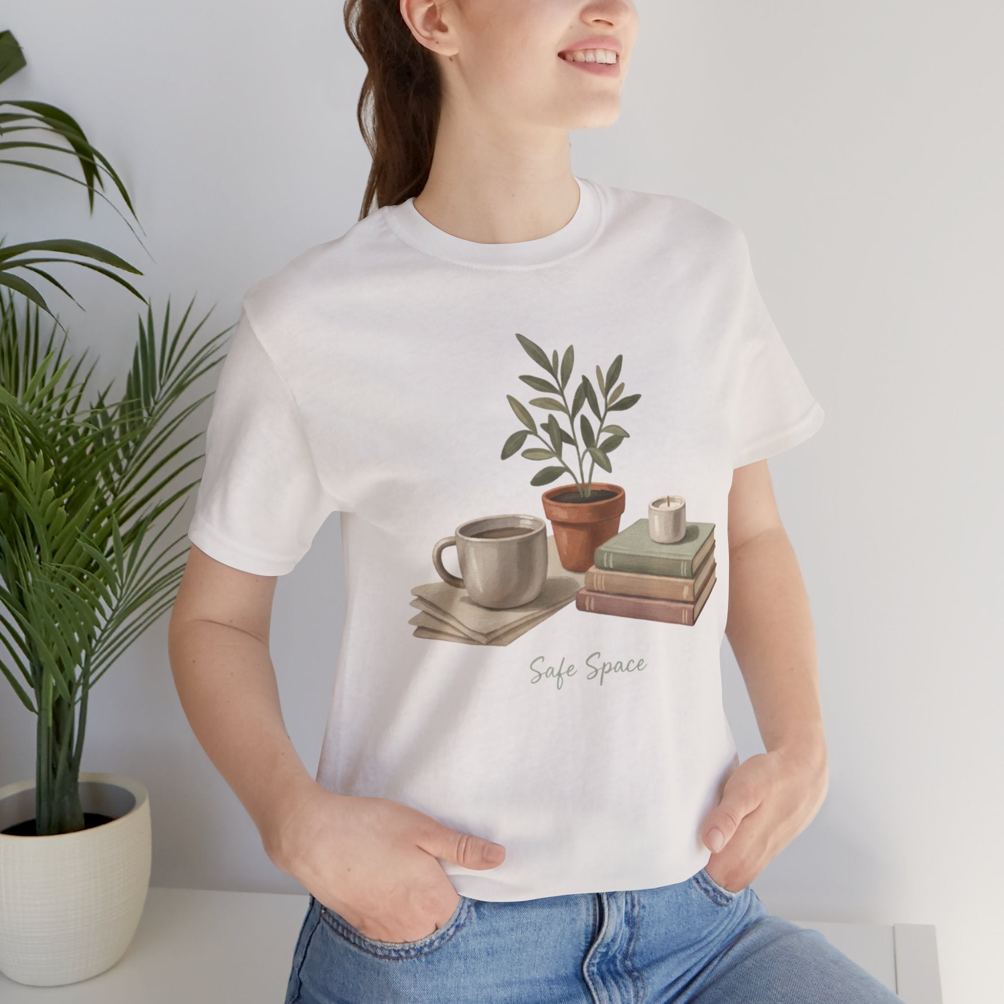 Gouache Still Life with Mugs & Books Safe Space T-Shirt