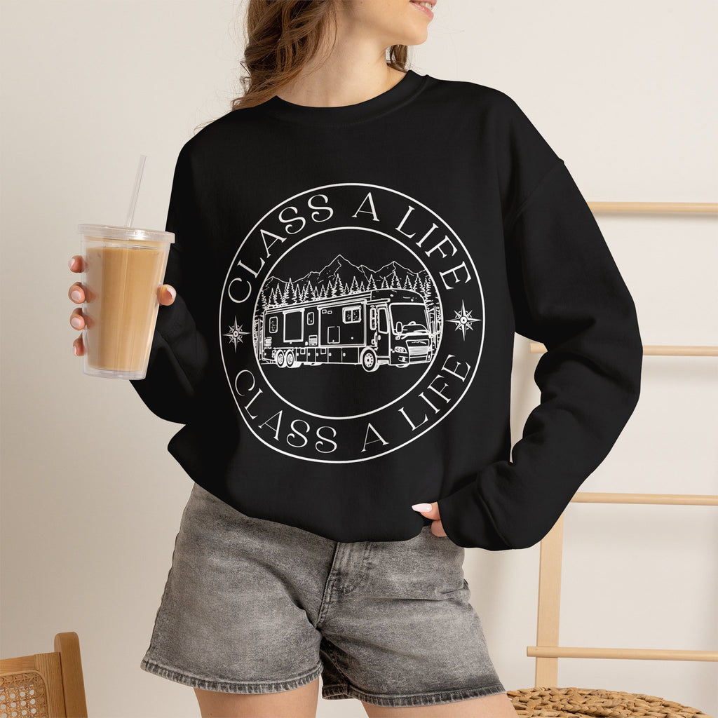 "Class A Life" RV Camper Graphic Crewneck Sweatshirt