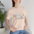 Breathe script tee | Minimal forest motif, moon phase nature vibes