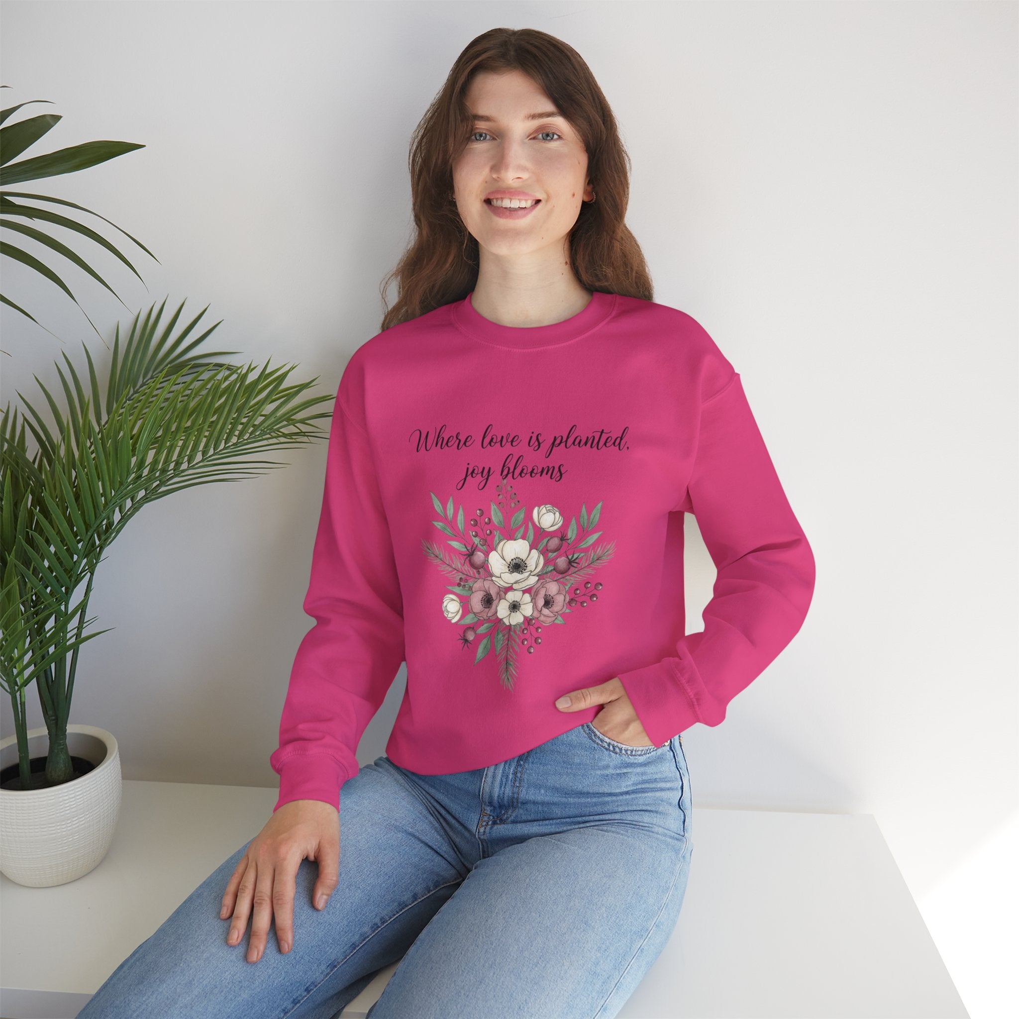 Winter Wildflower Bouquet Sweatshirt, Cottagecore Crewneck