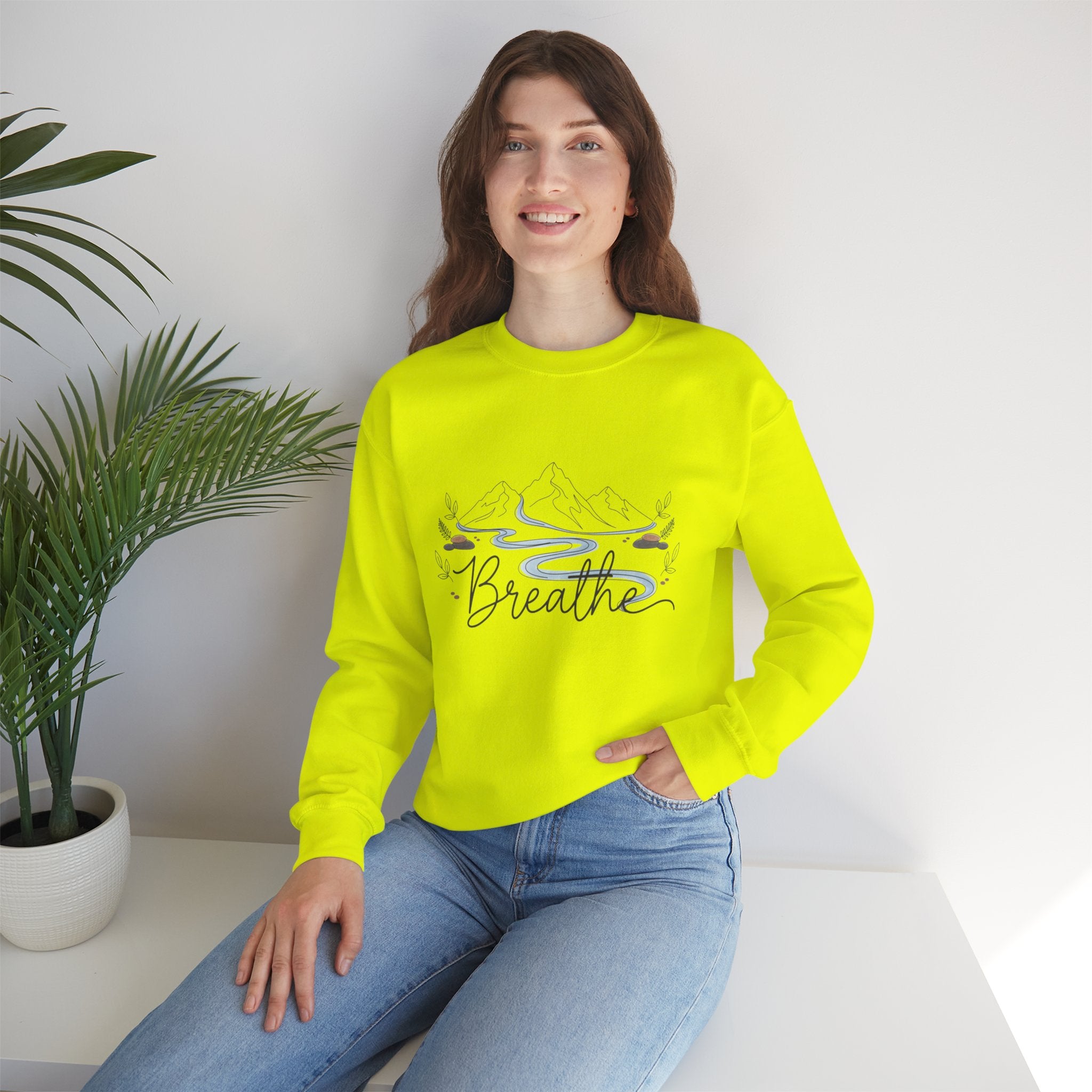 Breathe Mountain Line Sweatshirt | nature vibes, moon phase minimal