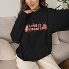 “Love Is Overrated” Cute Cat Graphic Hoodie