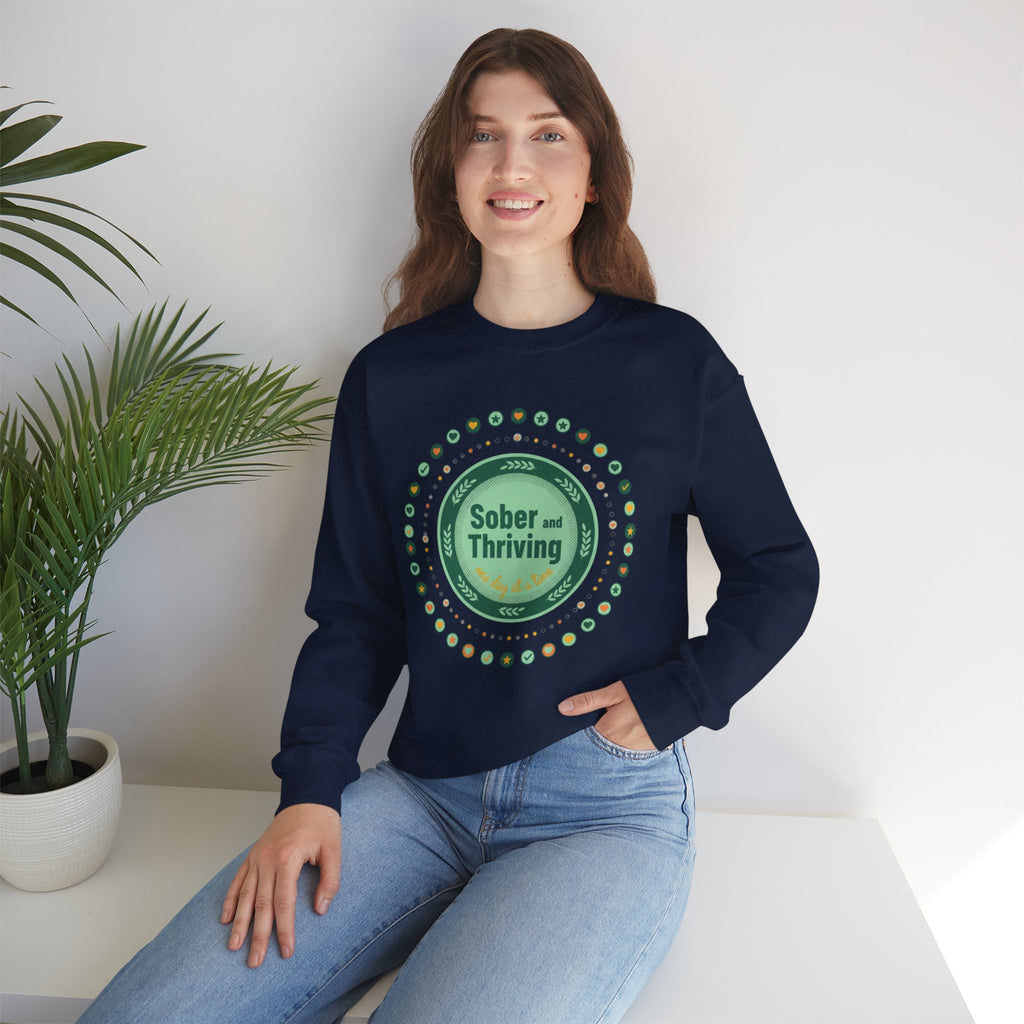Sober & Thriving Badge Sweatshirt | dry January, sober curious