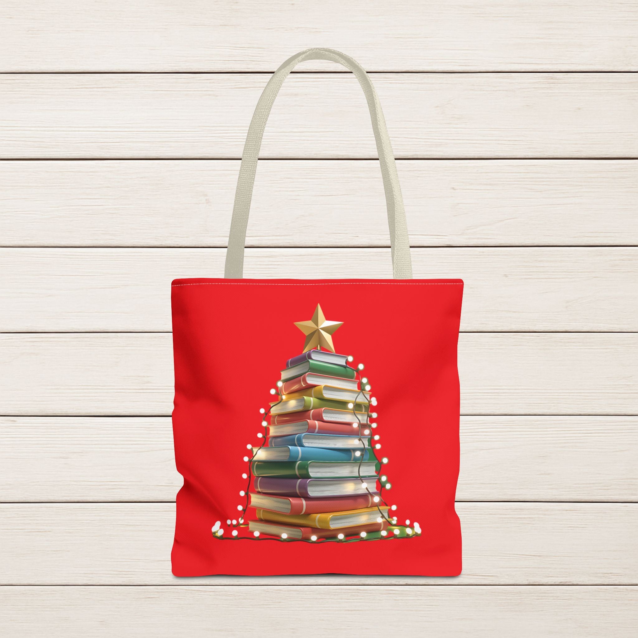 Library Book Christmas Tree Tote, Holiday Shopping Bag