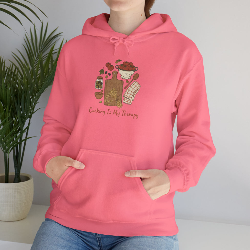 Cooking Is My Therapy Hoodie — Chef Apron-Inspired Comfort Sweatshirt