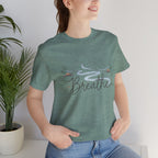 Breathe script tee | Minimal forest motif, moon phase nature vibes