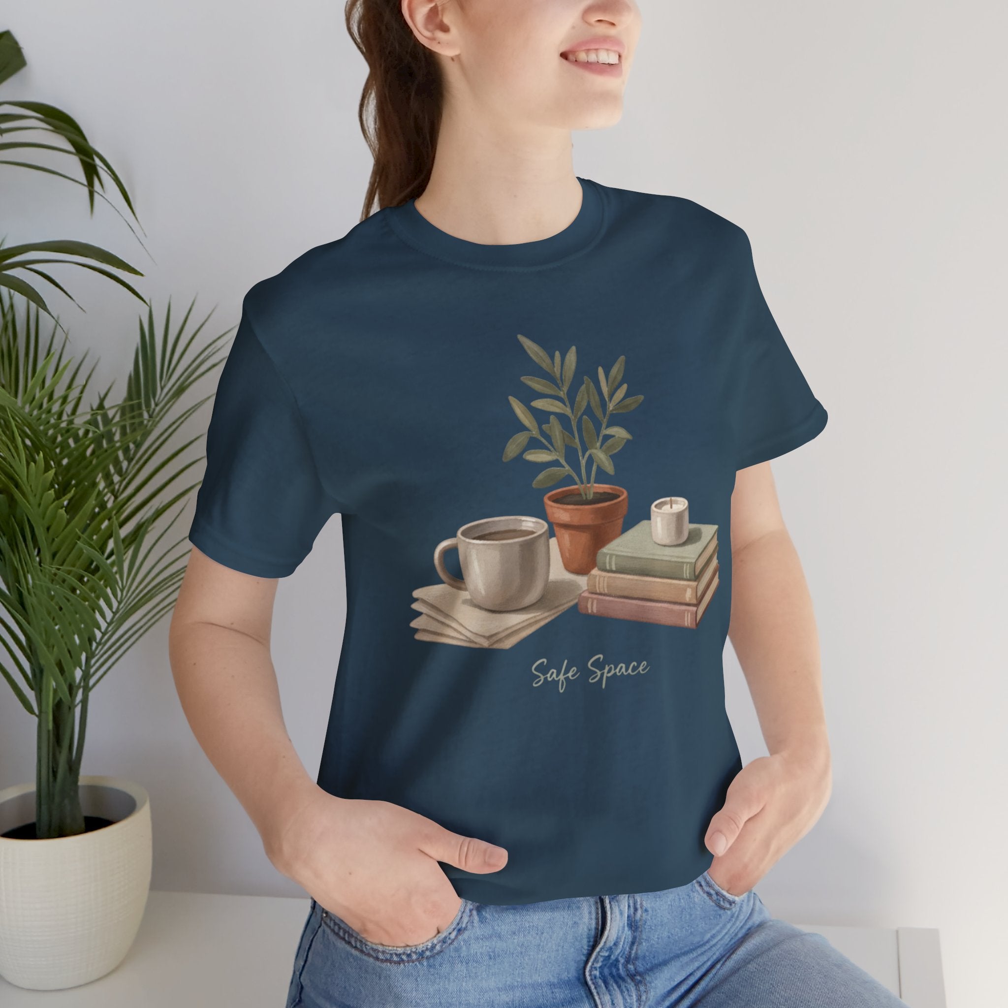 Gouache Still Life with Mugs & Books Safe Space T-Shirt