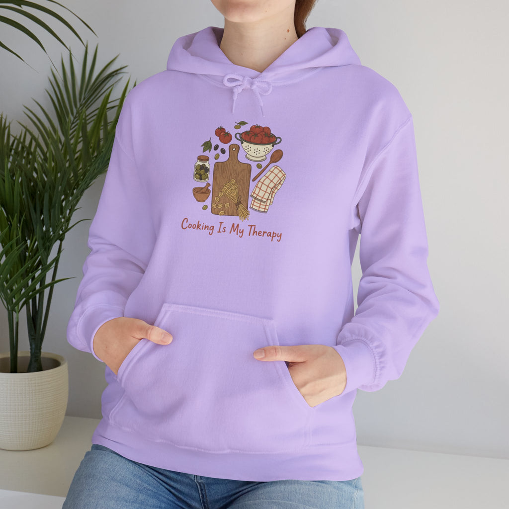 Cooking Is My Therapy Hoodie — Chef Apron-Inspired Comfort Sweatshirt