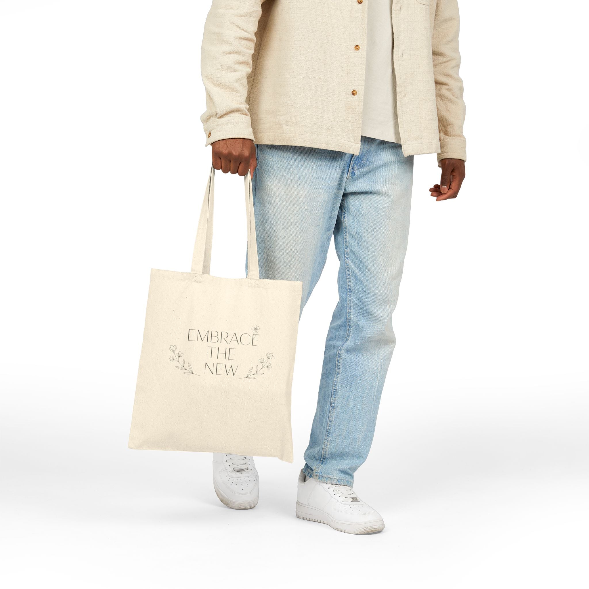 embrace the new | Canvas Tote, Fresh-Start Minimalism, blank page design