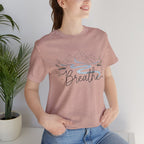 Breathe script tee | Minimal forest motif, moon phase nature vibes