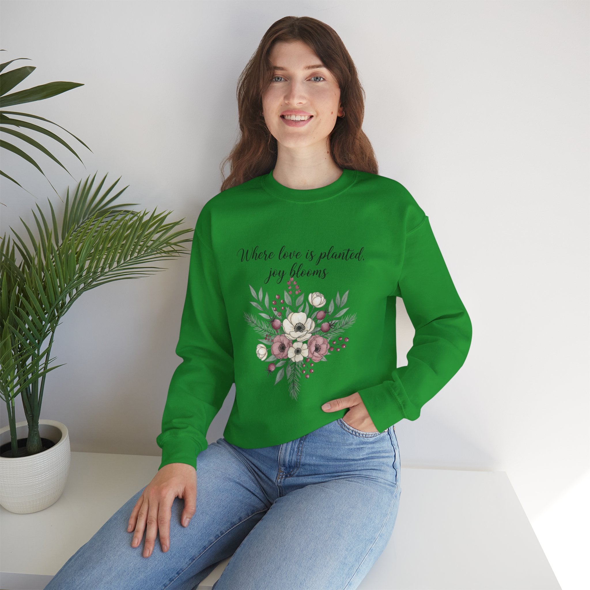 Winter Wildflower Bouquet Sweatshirt, Cottagecore Crewneck