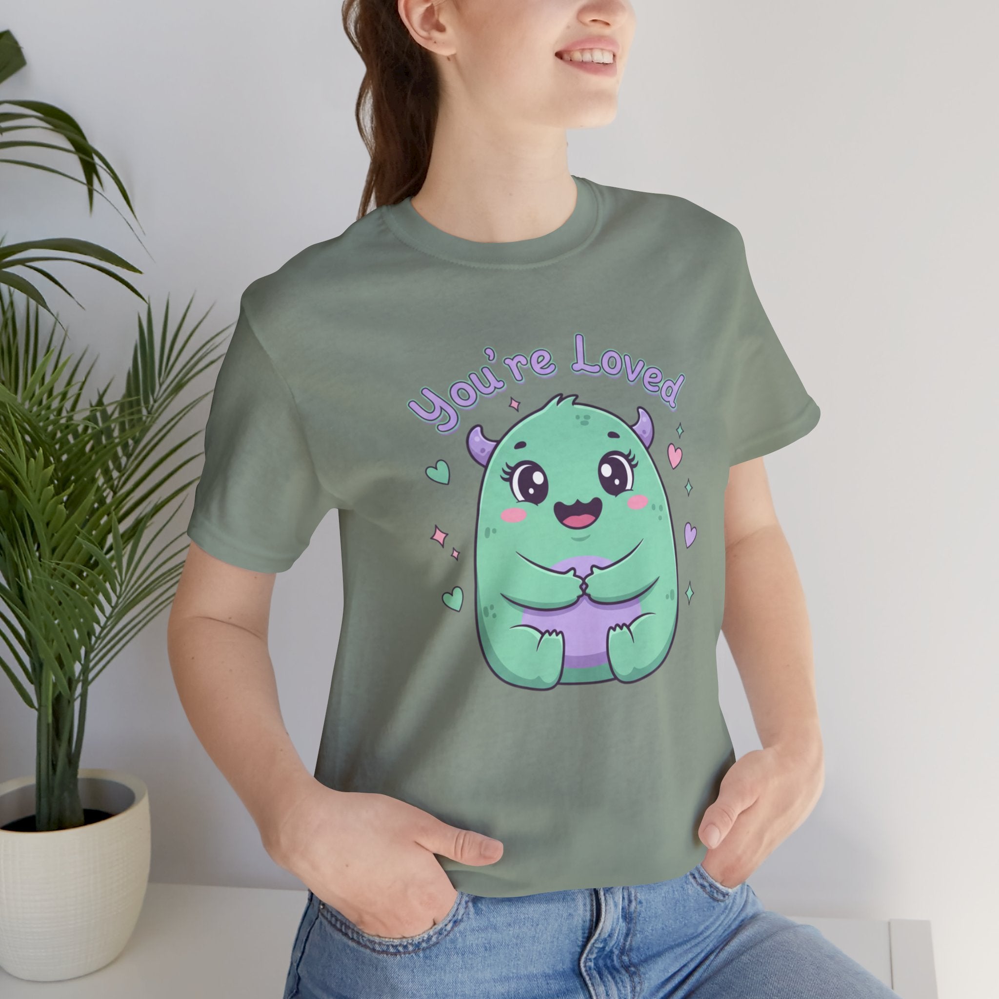 You're Loved Cute Monster Tee | kawaii therapy monster, pastel comfort