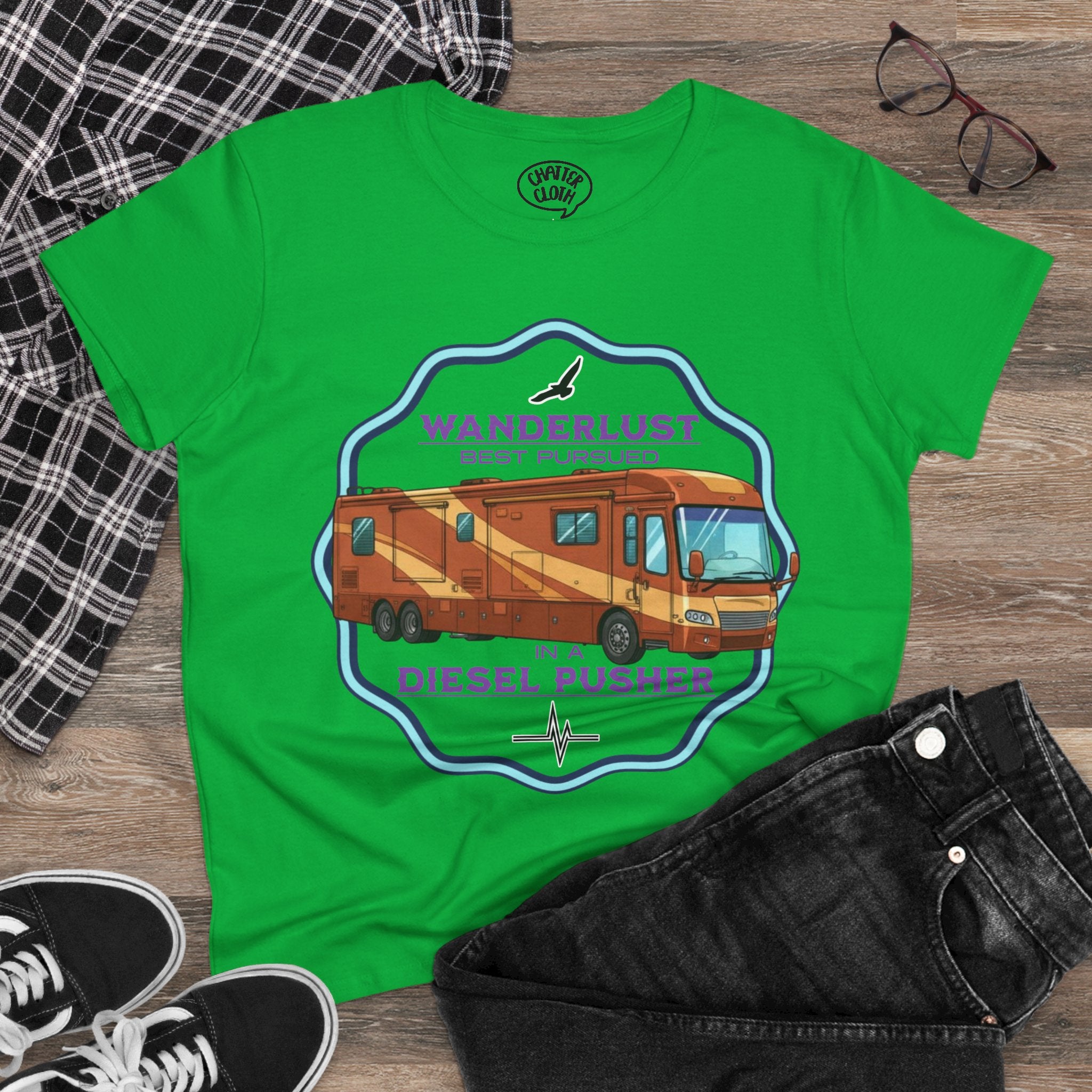 Wanderlust Women's Tee, Class A Diesel Pusher