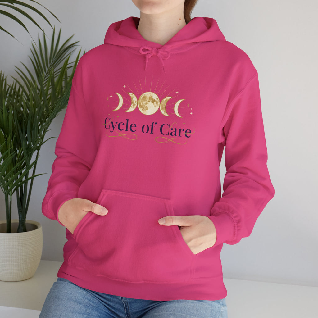 Cycle of Care Hoodie | moon phases, celestial wellness ritual