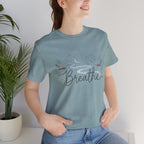 Breathe script tee | Minimal forest motif, moon phase nature vibes