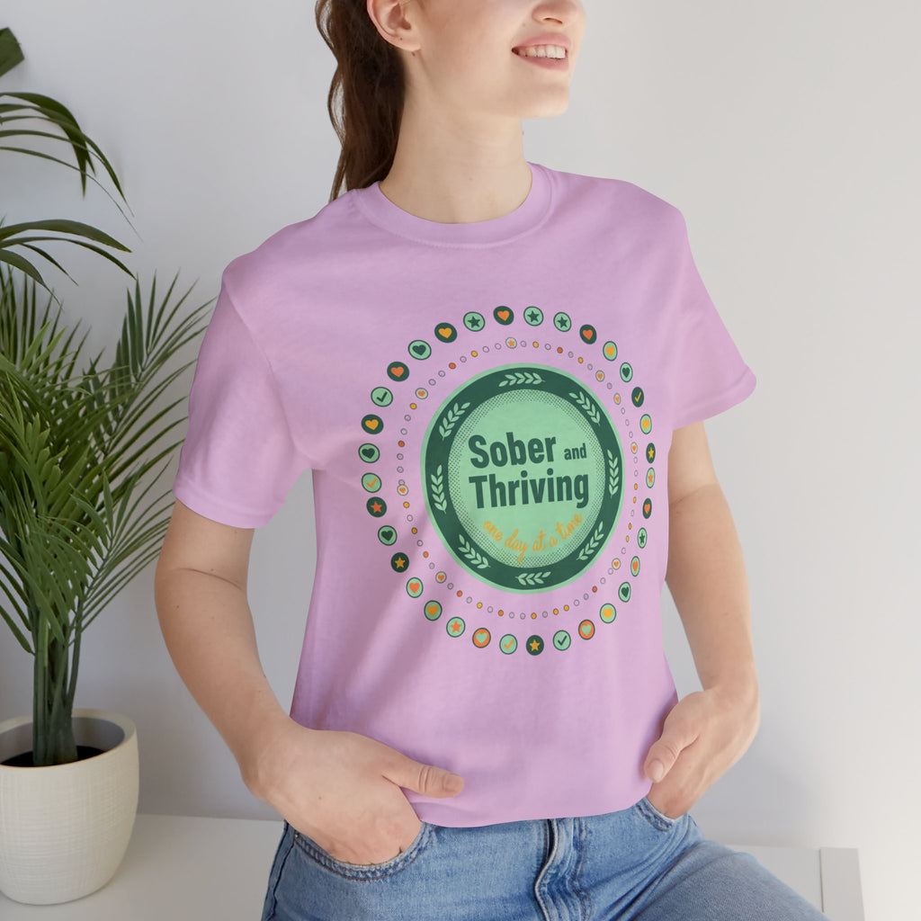 Sober and Thriving Tee | Dry January shirt, sober curious badge