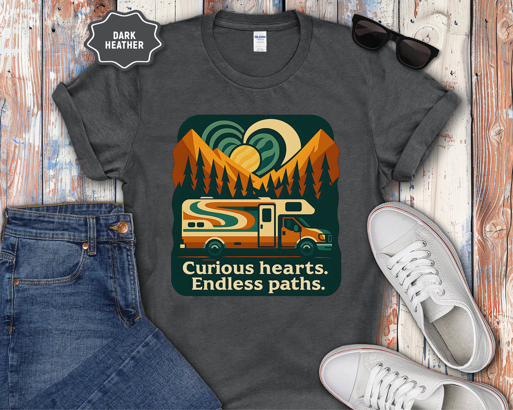 Curious Hearts Endless Paths T-Shirt | Class C RV Design