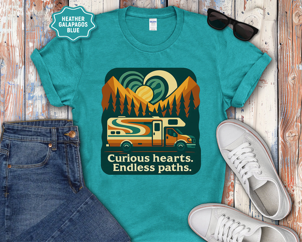 Curious Hearts Endless Paths T-Shirt | Class C RV Design