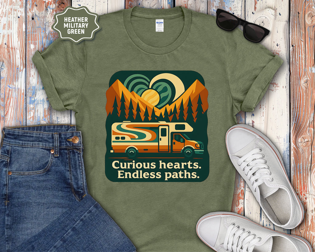 Curious Hearts Endless Paths T-Shirt | Class C RV Design