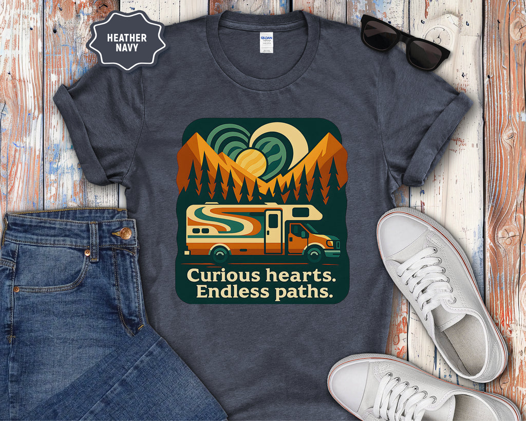 Curious Hearts Endless Paths T-Shirt | Class C RV Design