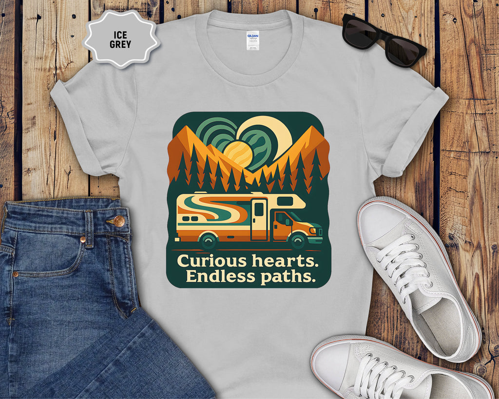 Curious Hearts Endless Paths T-Shirt | Class C RV Design
