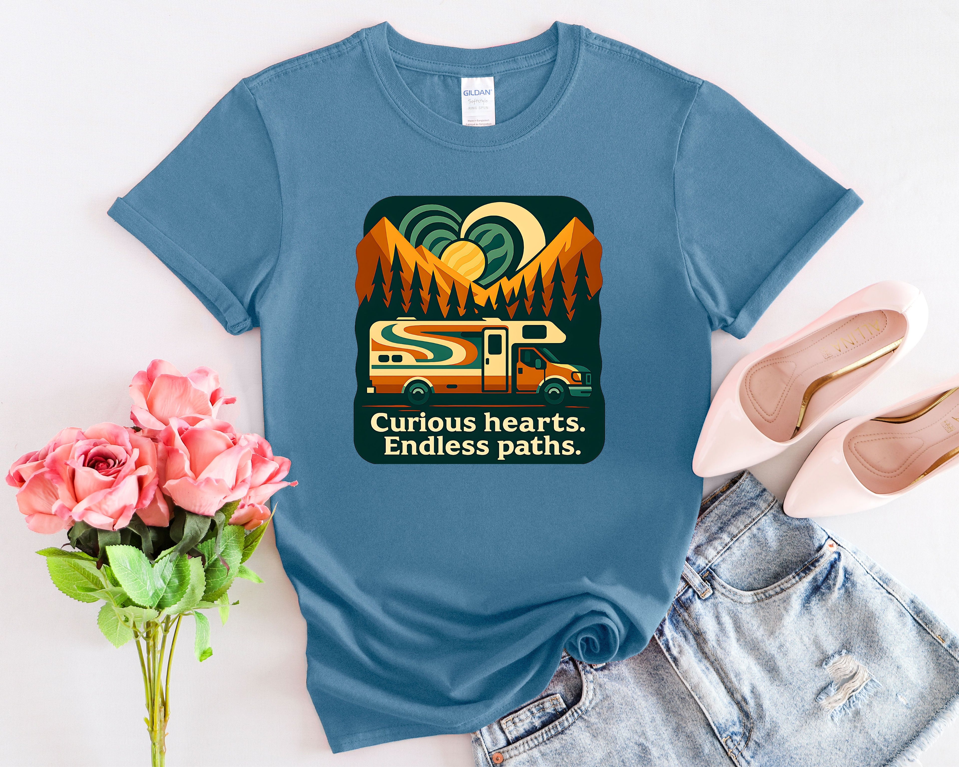 Curious Hearts Endless Paths T-Shirt | Class C RV Design