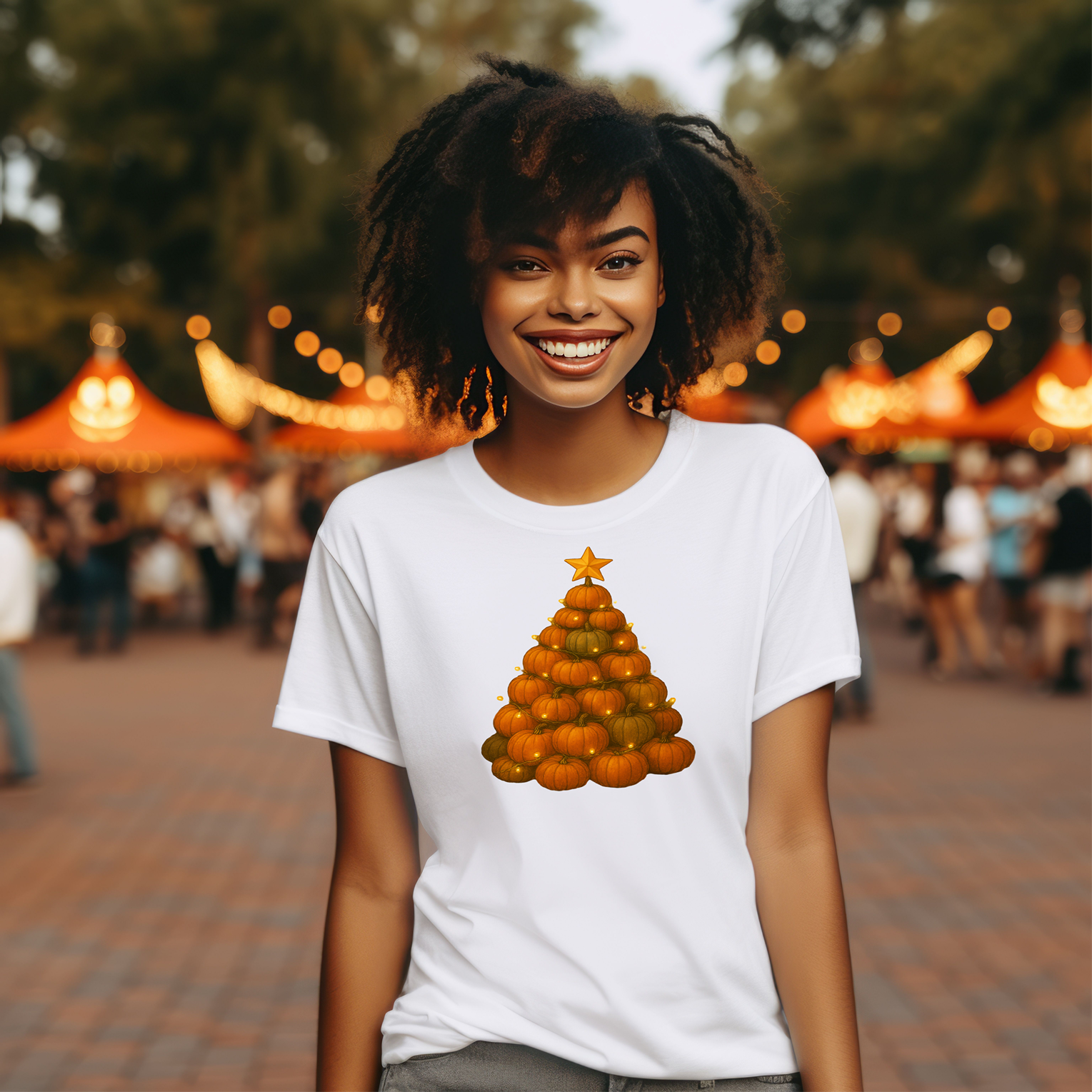 Christmas Pumpkin Tree Shirt, Holiday Fall Festive Tee, Xmas Winter Thanksgiving Tshirt, Halloween Seasonal Top, Autumn Festivity Apparel