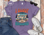Retro Camper RV I Sleep Around In My RV T-Shirt | Vintage Travel Camper Graphic