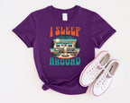 Retro Camper RV I Sleep Around In My RV T-Shirt | Vintage Travel Camper Graphic