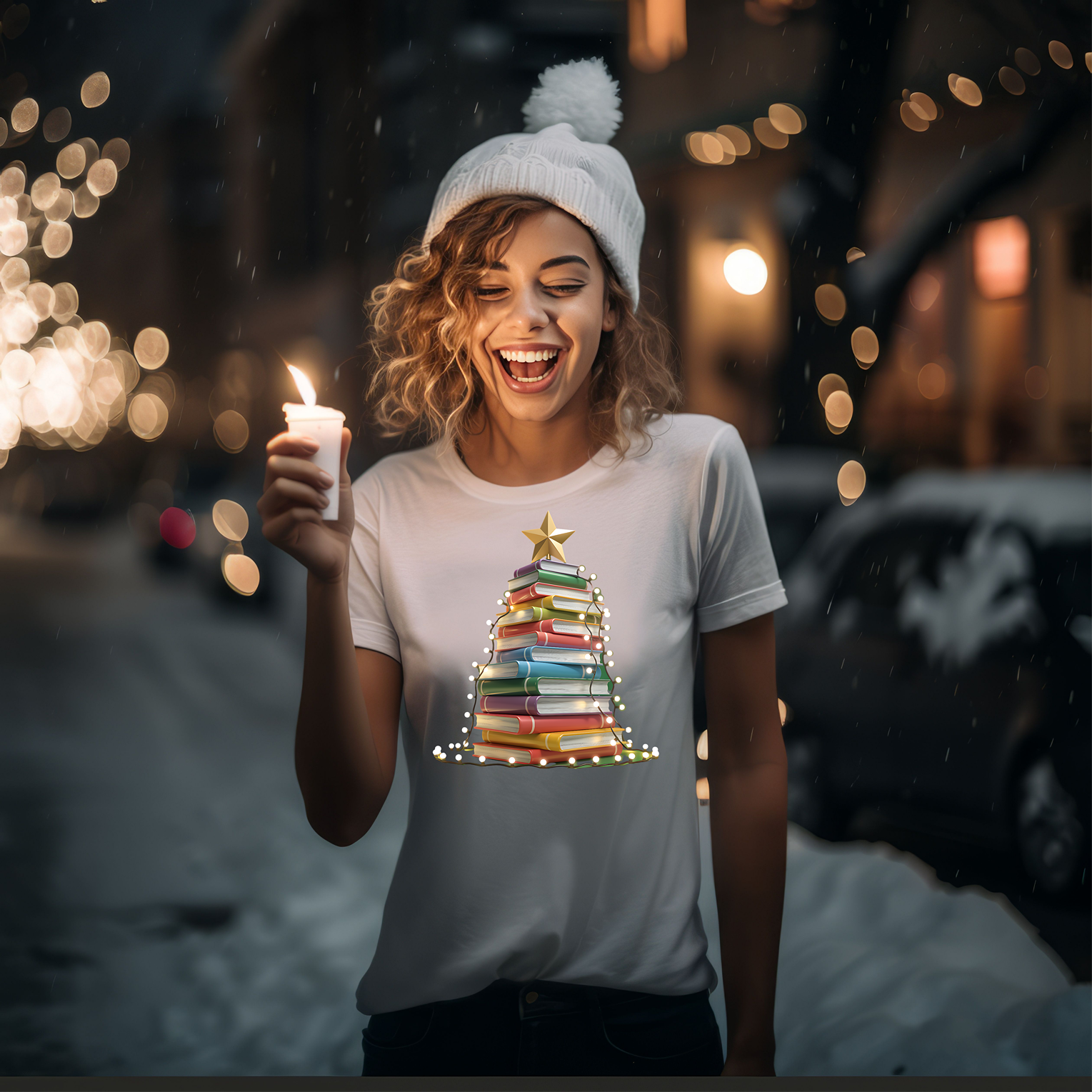 Book Christmas Tree Unisex T-Shirt, Reading Xmas Tee, Literary Holiday Shirt, Bibliophile Gift, Book Lover Present