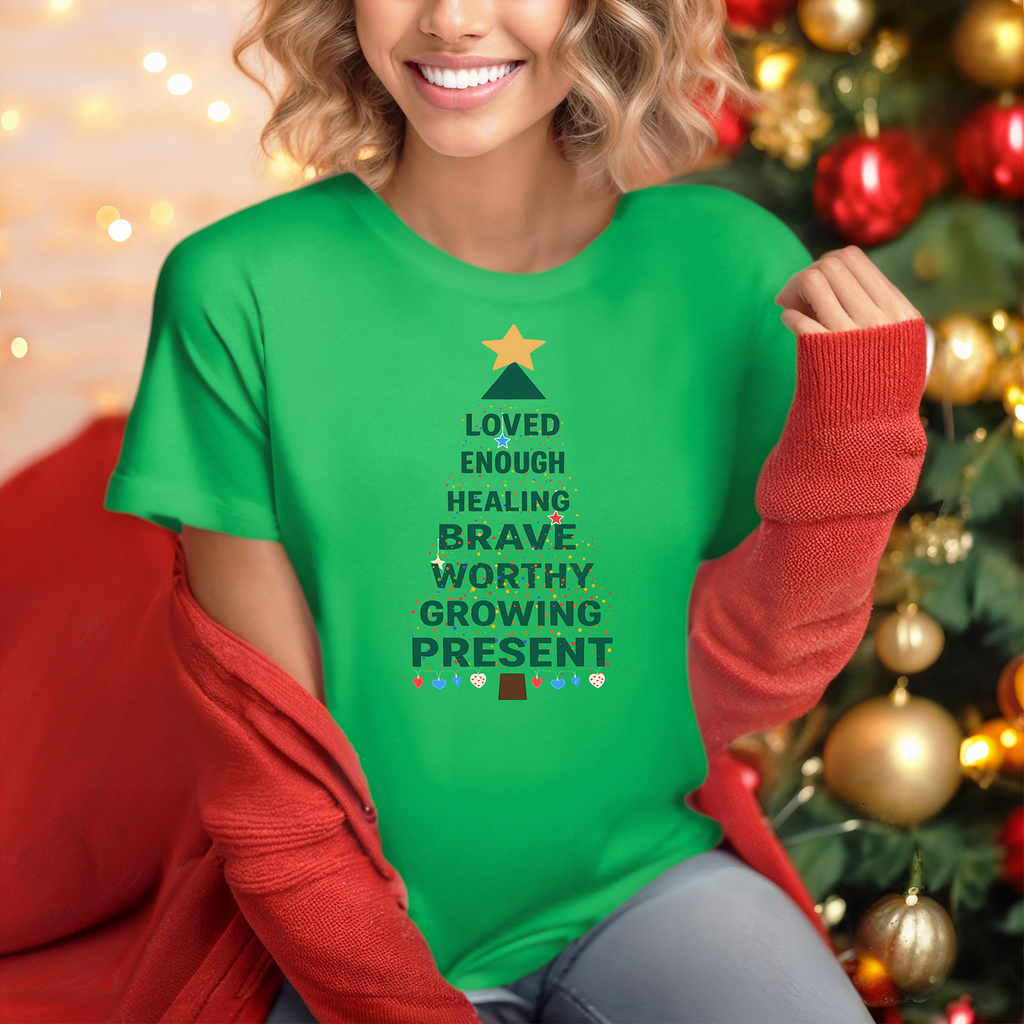 Affirmation Christmas Tree T-Shirt | Holiday Positive Message