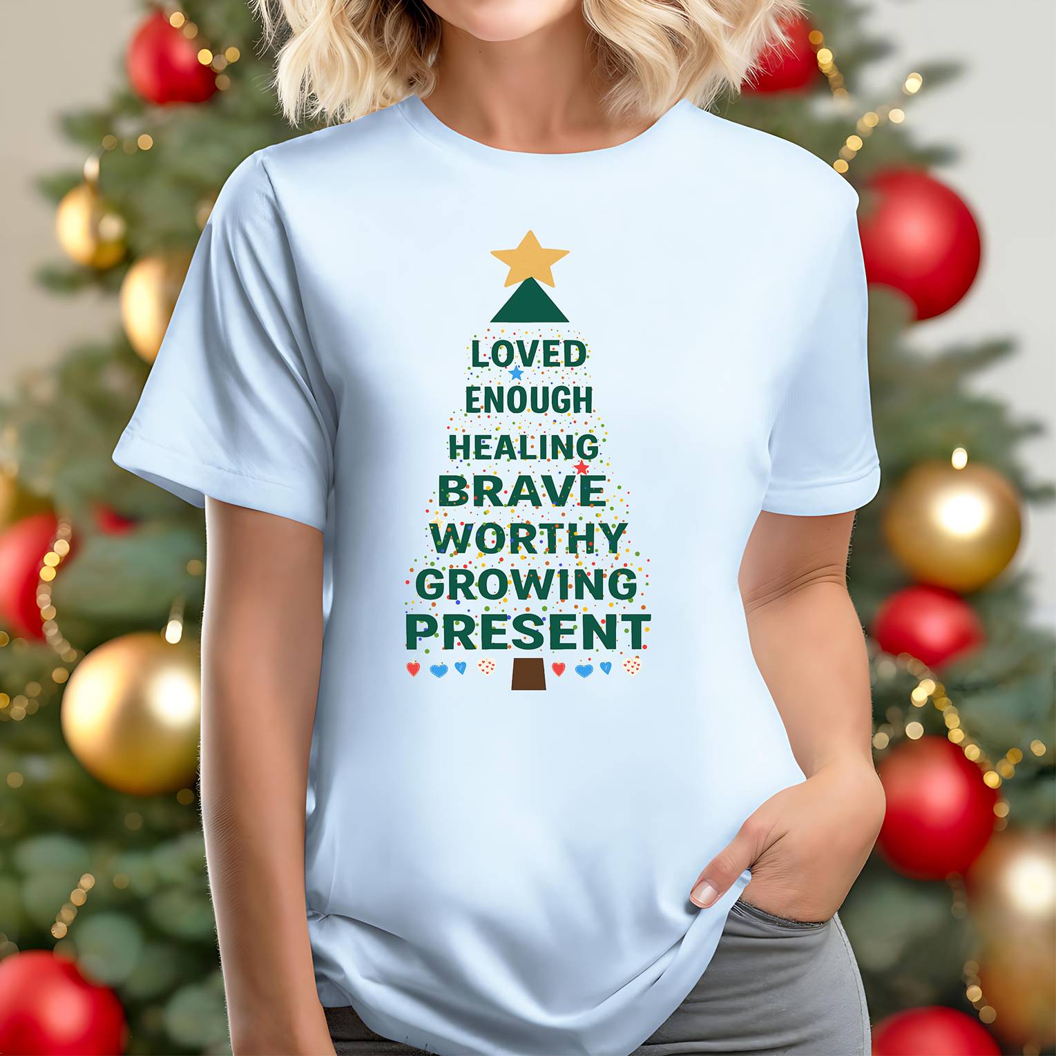 Affirmation Christmas Tree T-Shirt | Holiday Positive Message