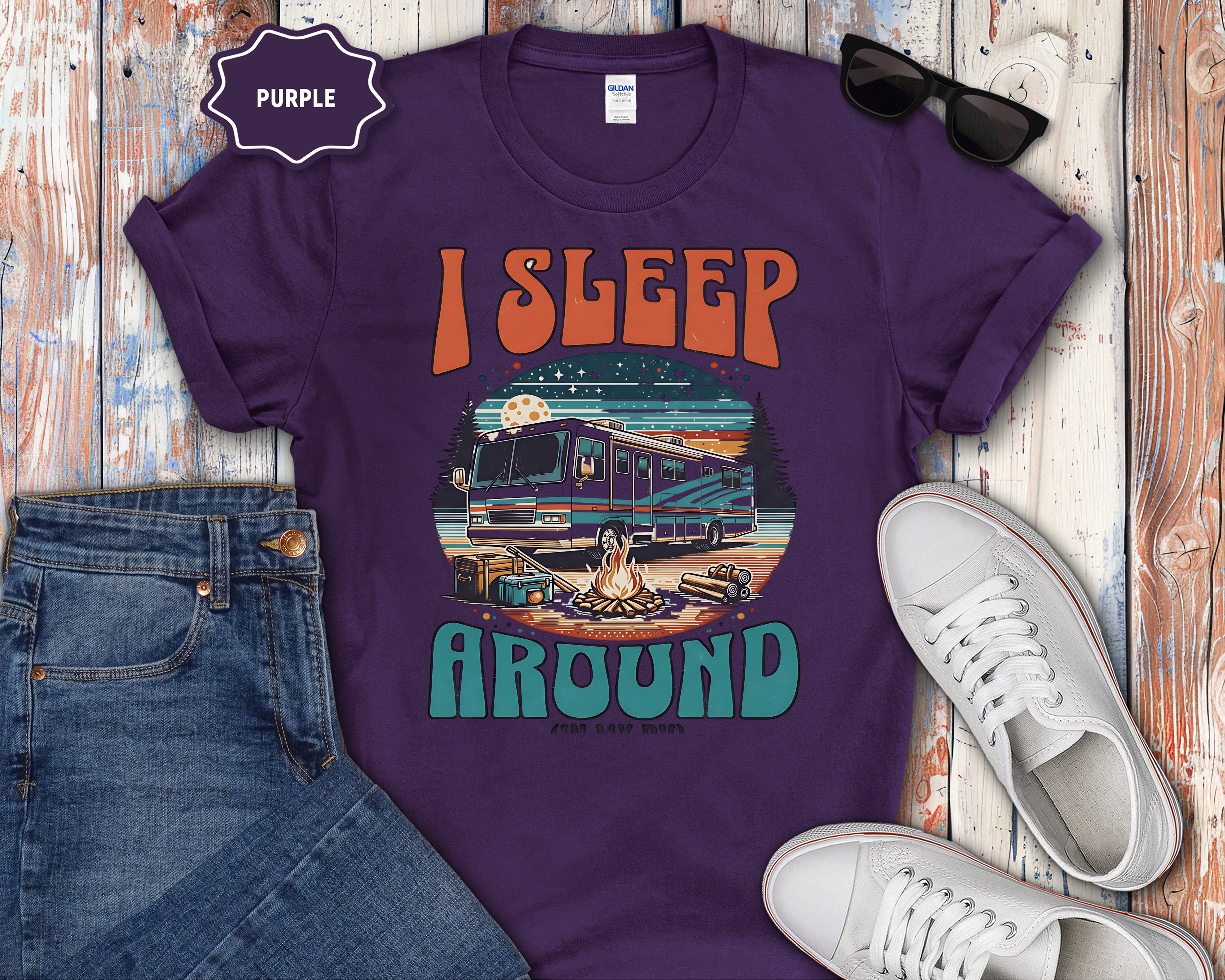 Class A RV I Sleep Around T-Shirt | RV Life, Camper Humor