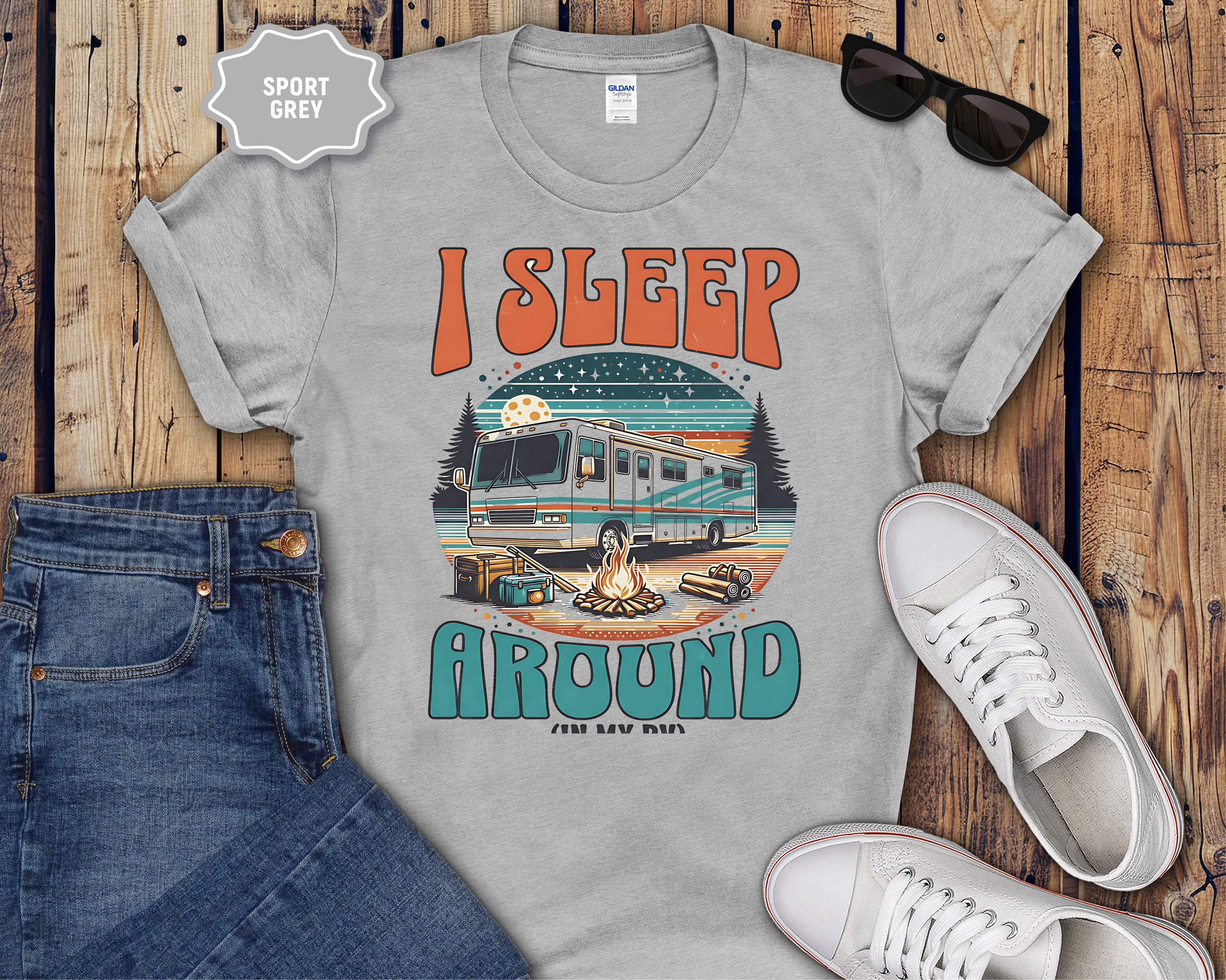 Class A RV I Sleep Around T-Shirt | RV Life, Camper Humor