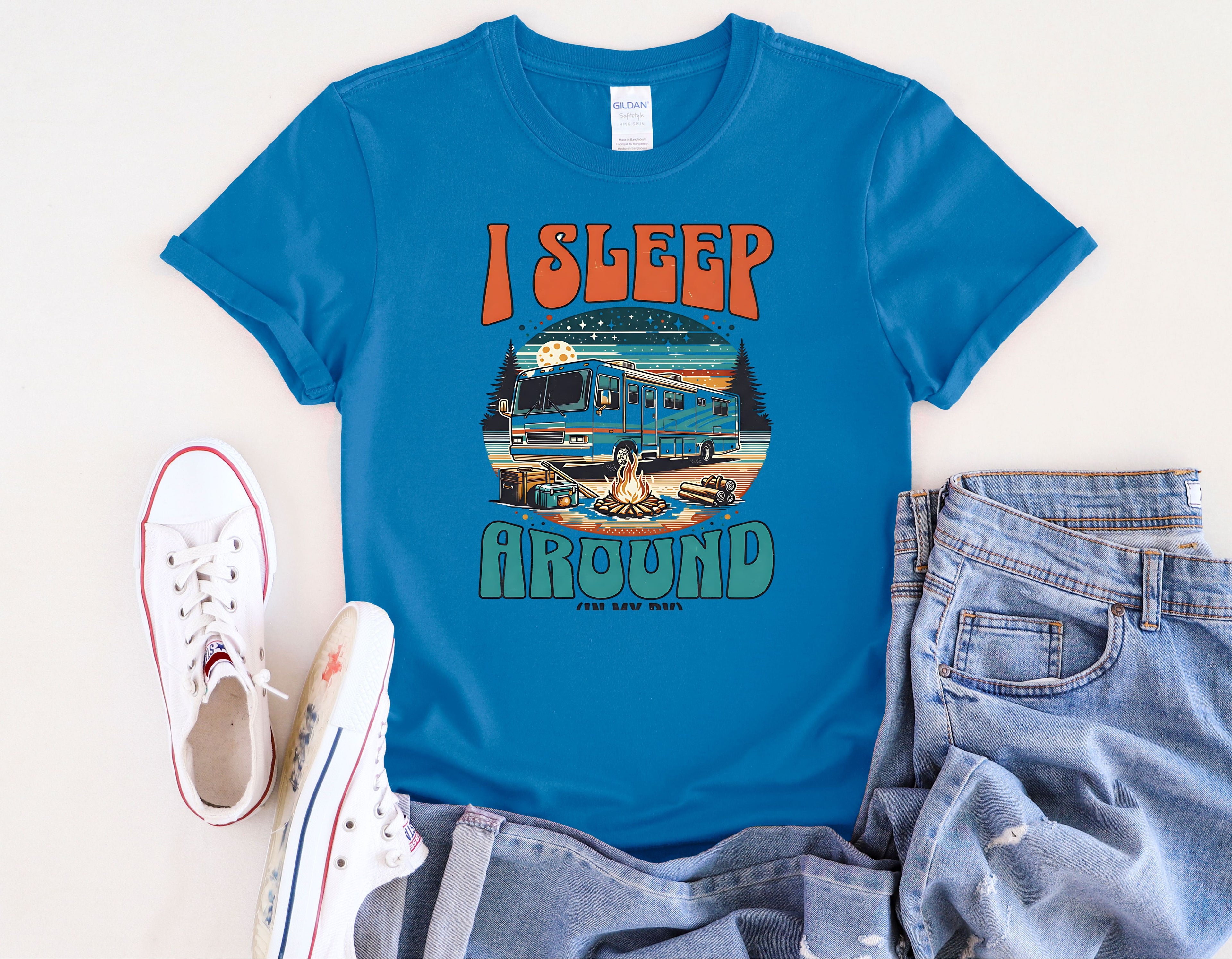 Class A RV I Sleep Around T-Shirt | RV Life, Camper Humor