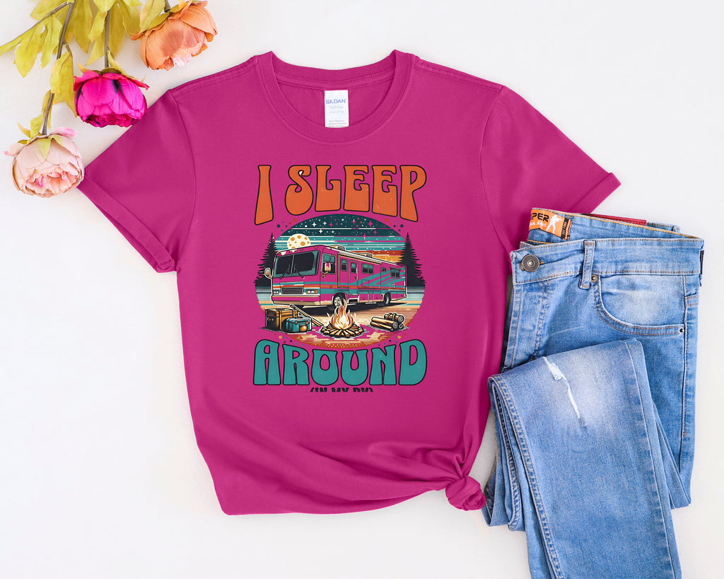 Class A RV I Sleep Around T-Shirt | RV Life, Camper Humor
