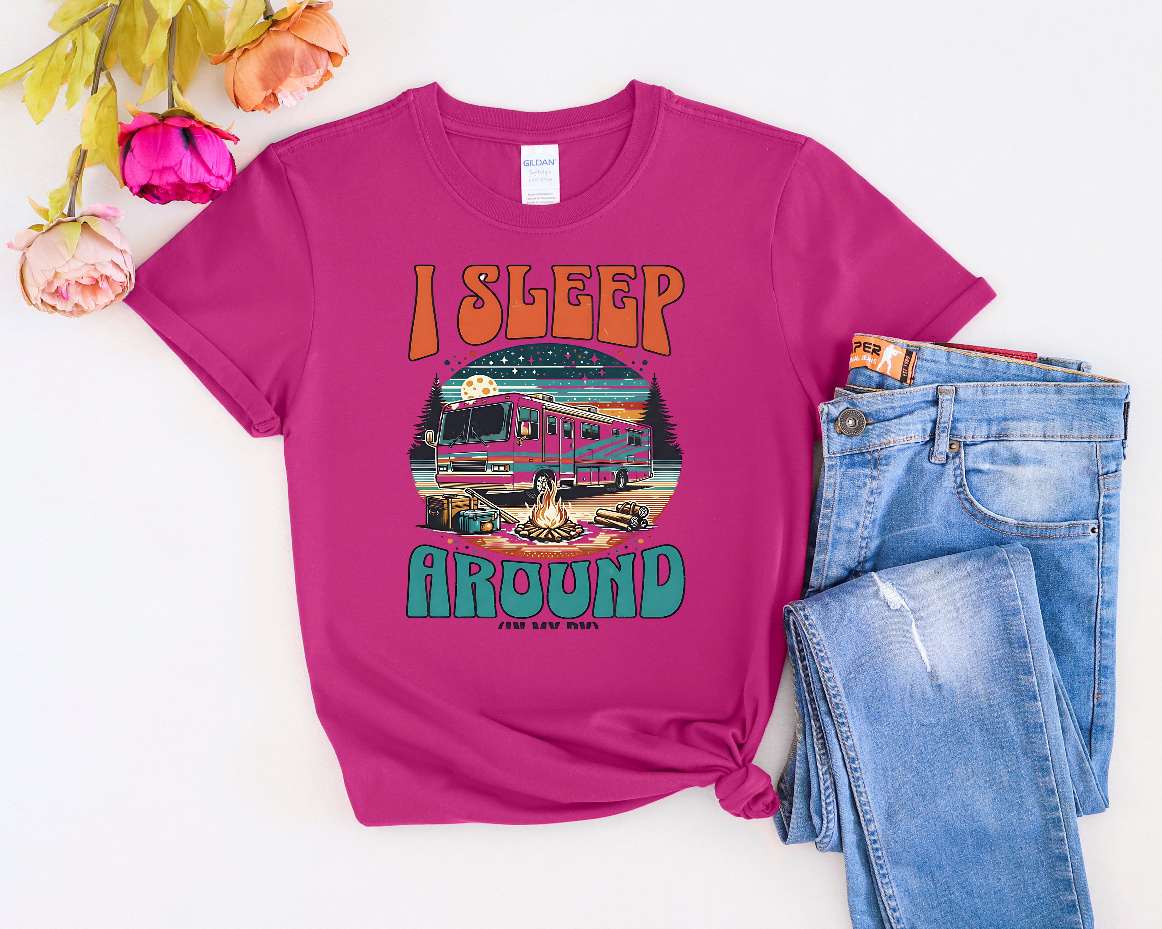 Class A RV I Sleep Around T-Shirt | RV Life, Camper Humor