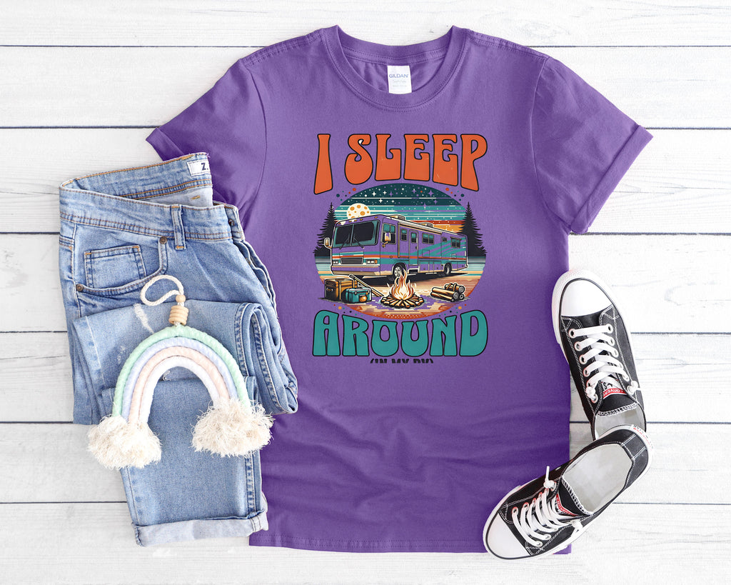 Class A RV I Sleep Around T-Shirt | RV Life, Camper Humor