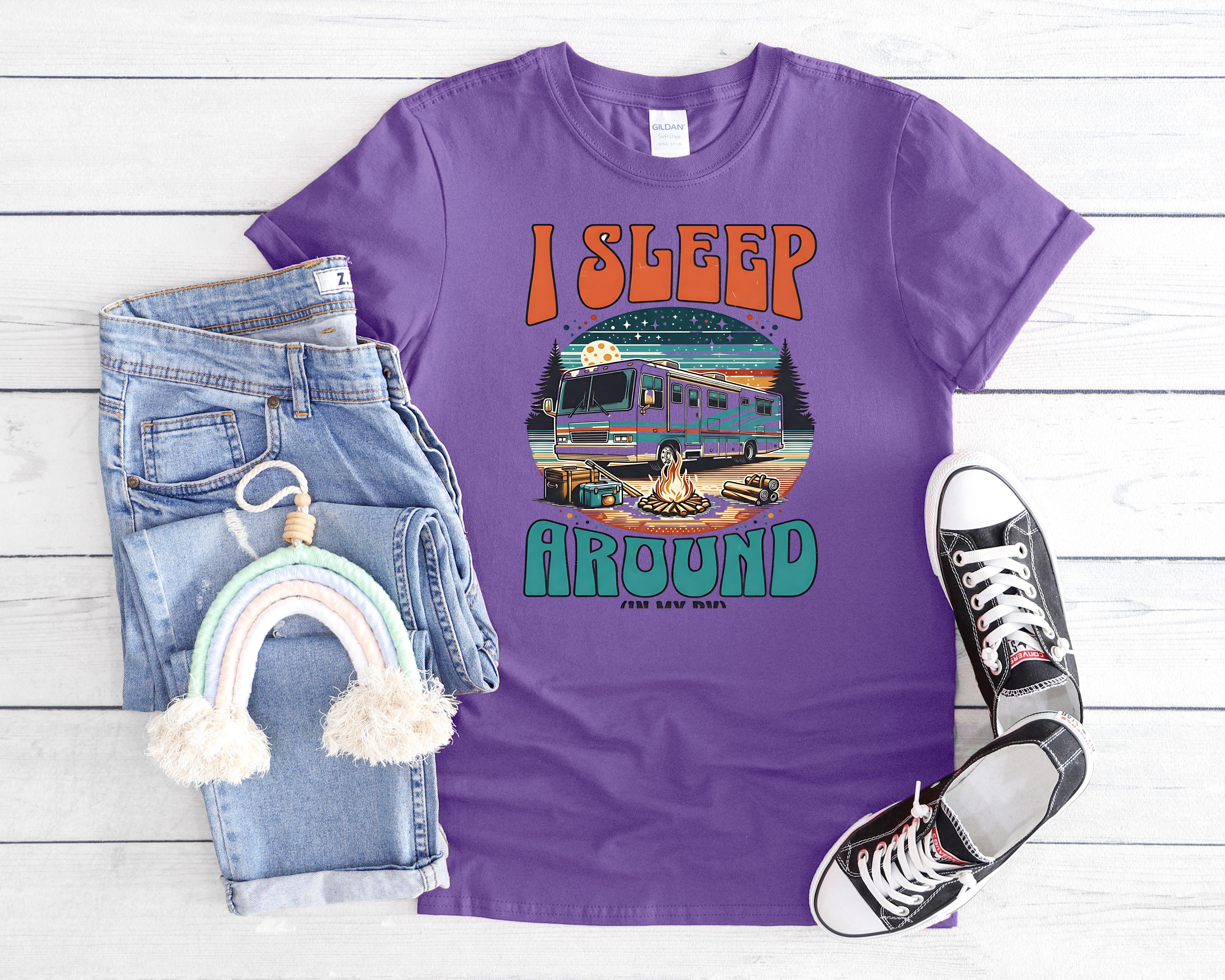 Class A RV I Sleep Around T-Shirt | RV Life, Camper Humor