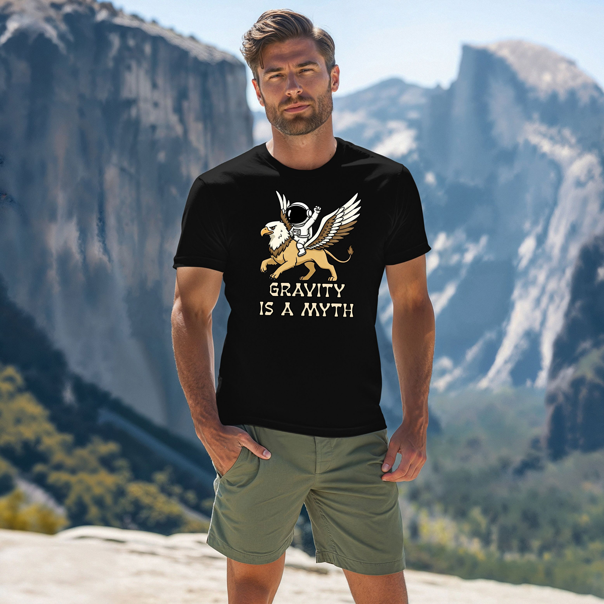 Astronaut Gryphon Graphic T-Shirt - Unisex Softstyle Tee, Fun Gift for Space Lovers, Casual Wear, Mythology Enthusiasts, Unique [...]