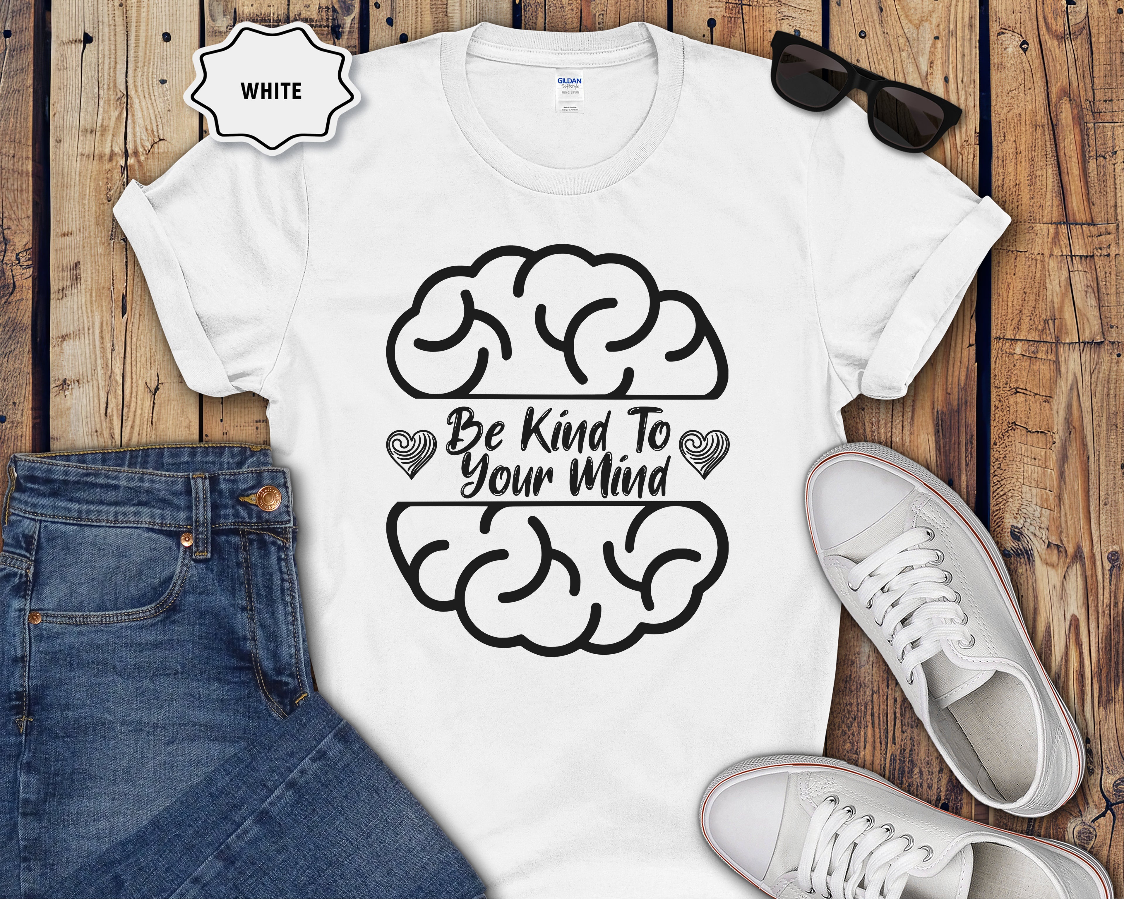 Be Kind To Your Mind brain Mental Health T-Shirt | Mental Wellness Tee