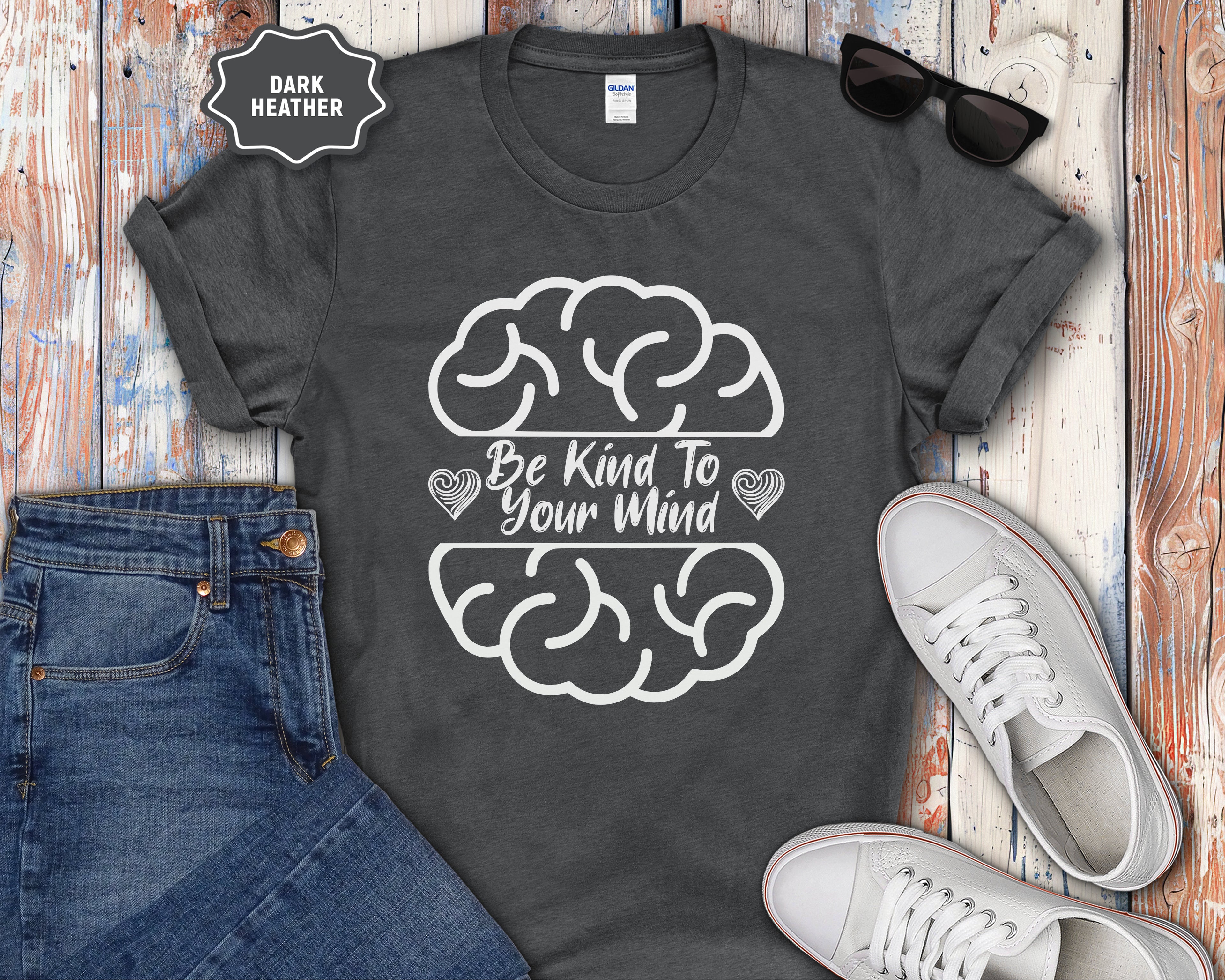 Be Kind To Your Mind brain Mental Health T-Shirt | Mental Wellness Tee
