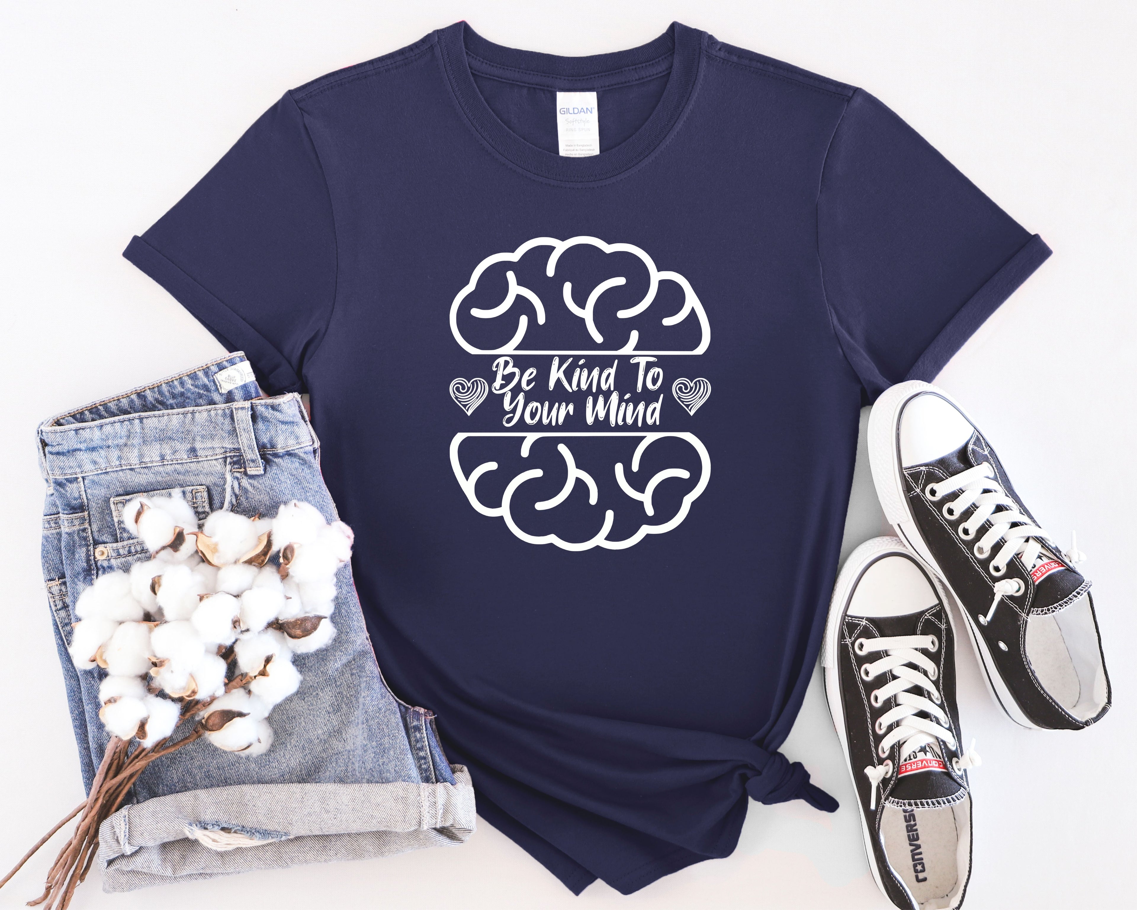 Be Kind To Your Mind brain Mental Health T-Shirt | Mental Wellness Tee