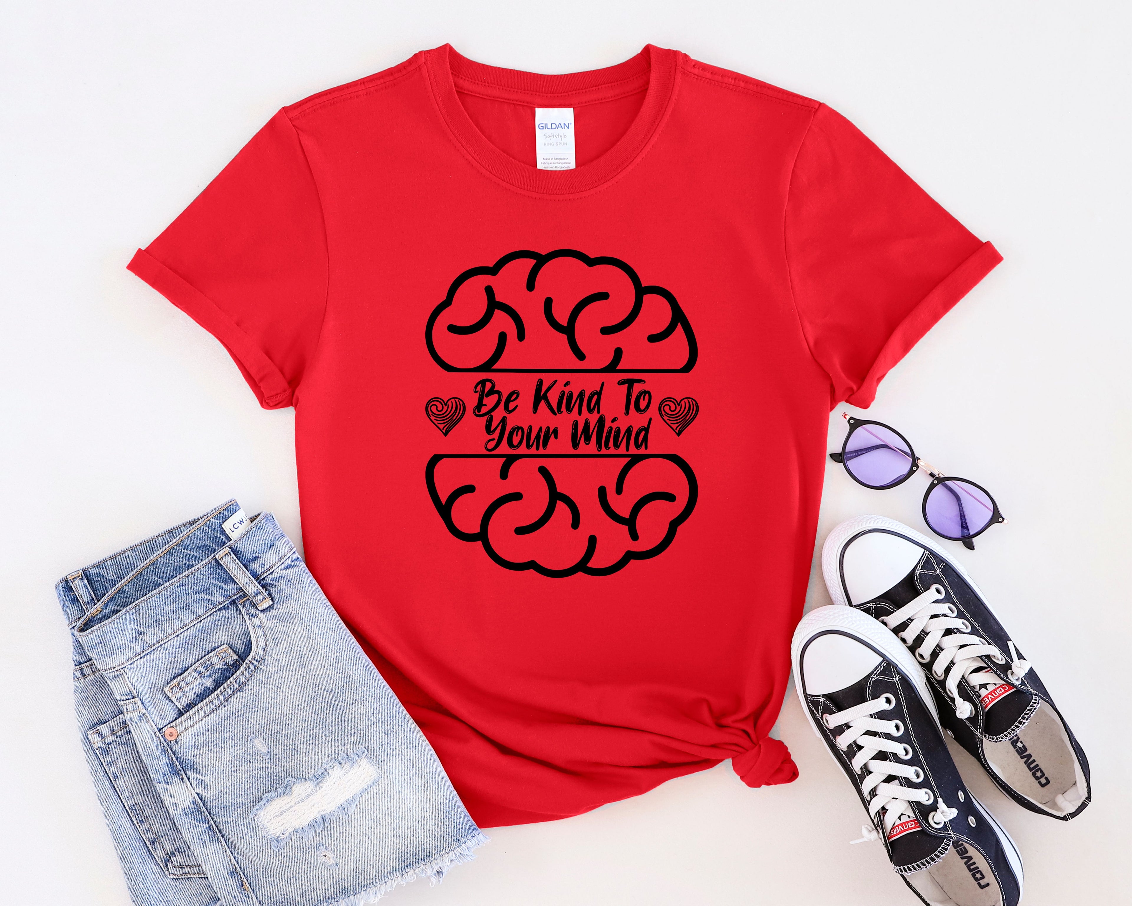 Be Kind To Your Mind brain Mental Health T-Shirt | Mental Wellness Tee