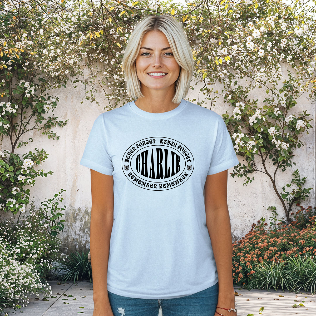 Never Forget Charlie Kirk Memorial Tee