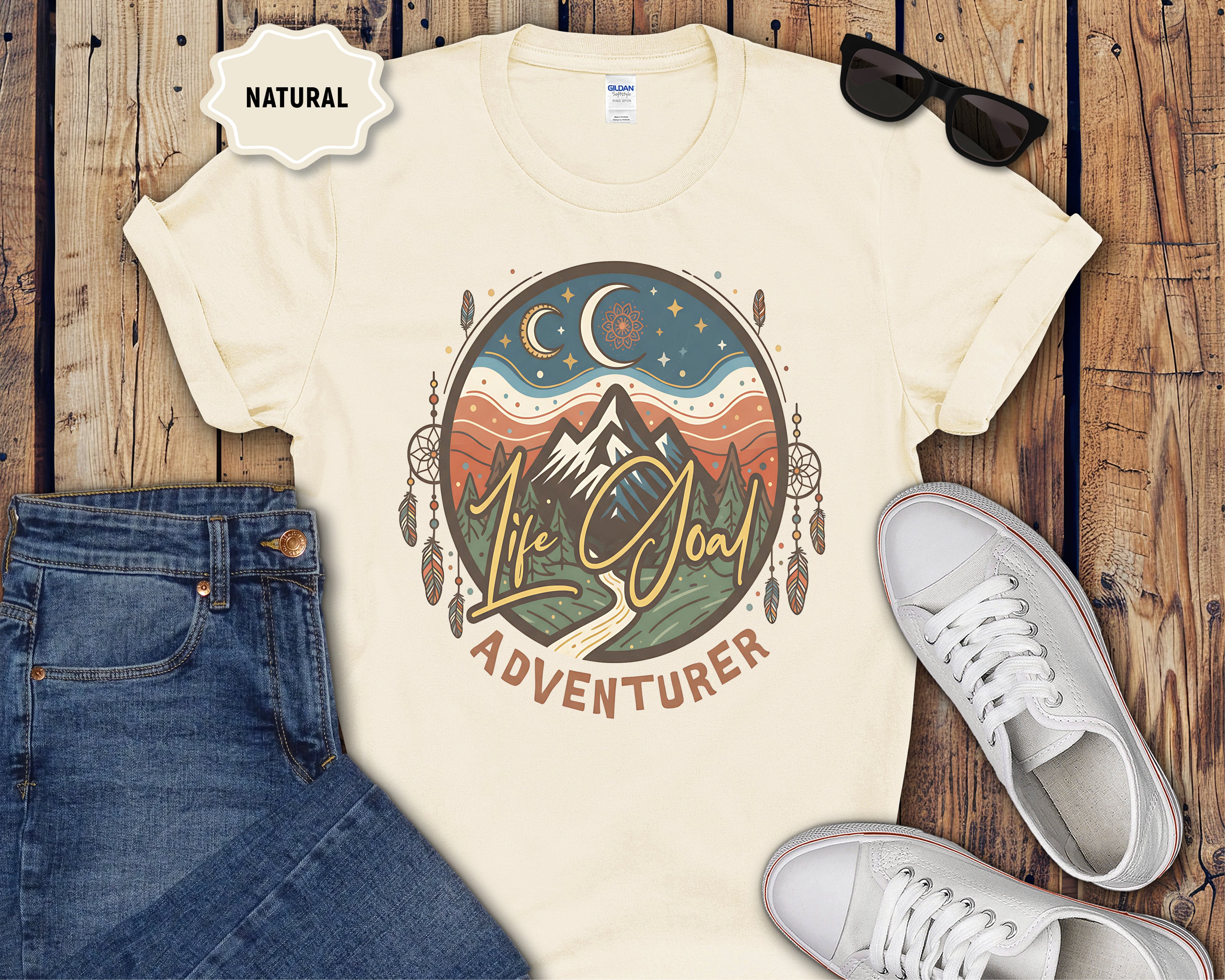 Life Goal Adventurer Boho Camping T-Shirt
